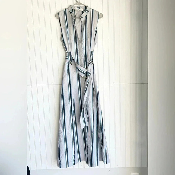 DIANE VON FURSTENBERG Size 10 Striped Sleeveless Belted Maxi Dress - Picture 5 of 12